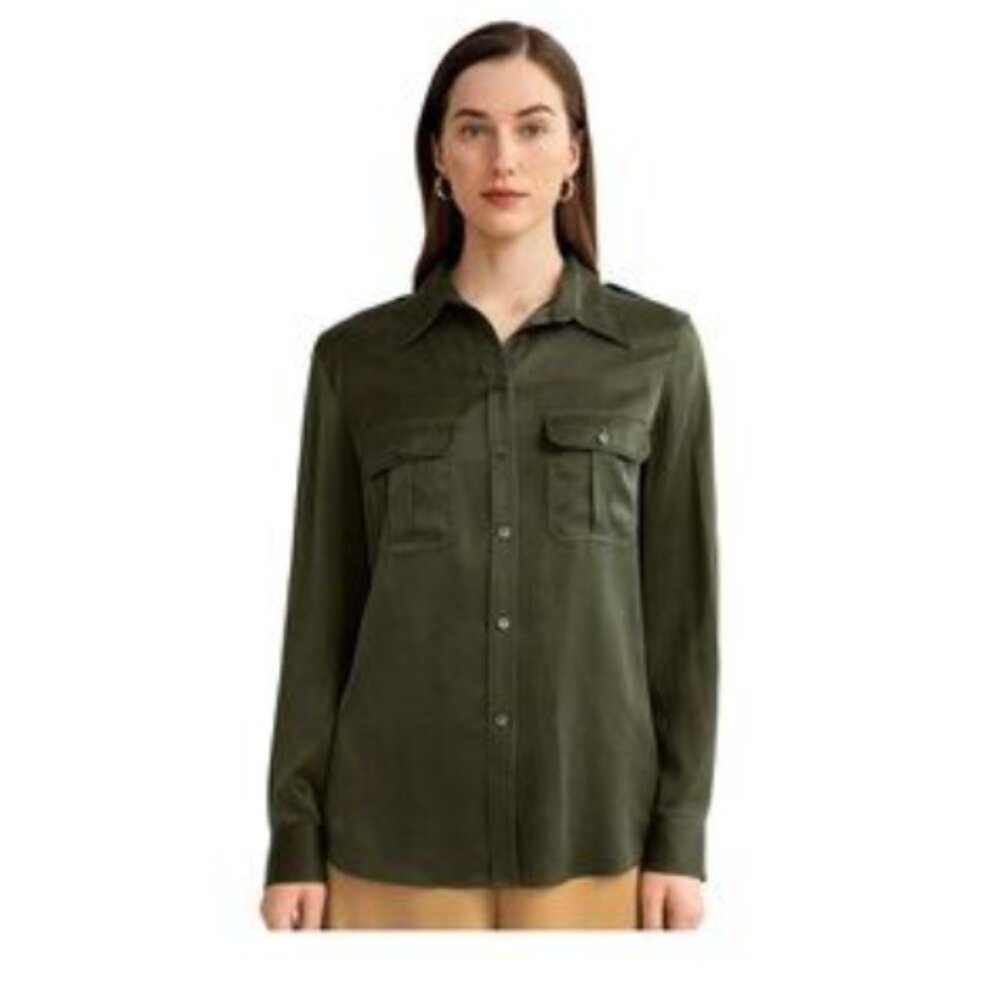 Lilysilk 22MM Mulberry Silk Blouse, Green, Small, NWT!